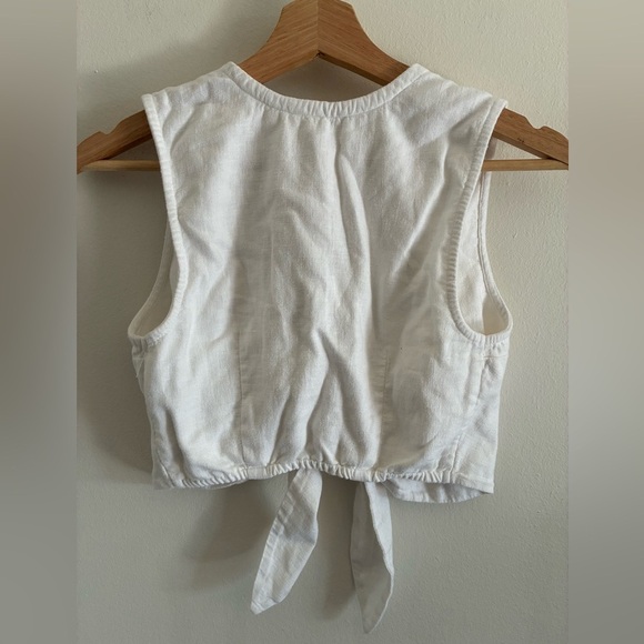 Abercrombie & Fitch Linen Blend Cream White Tie Front Crop Top XXS NWT - Picture 7 of 10